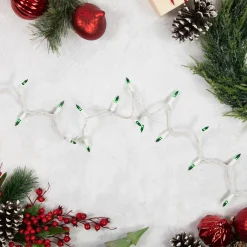 35-Count Green Mini Christmas Light Set, 7ft White Wire
