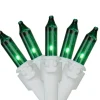 100-Count Green Mini Christmas Light Set, 49.5ft White Wire