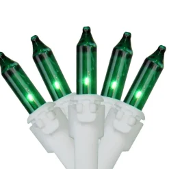 100-Count Green Mini Christmas Light Set, 49.5ft White Wire