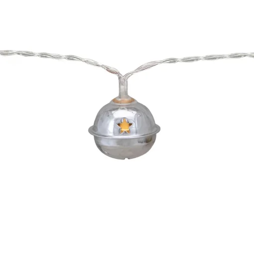 10-Count LED Silver Christmas Bells Fairy Lights, 5.5ft, Copper Wire