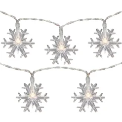 10-Count LED Snowflake Christmas Fairy Lights, 4.25ft, Copper Wire