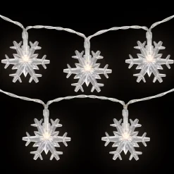 10-Count LED Snowflake Christmas Fairy Lights, 4.25ft, Copper Wire