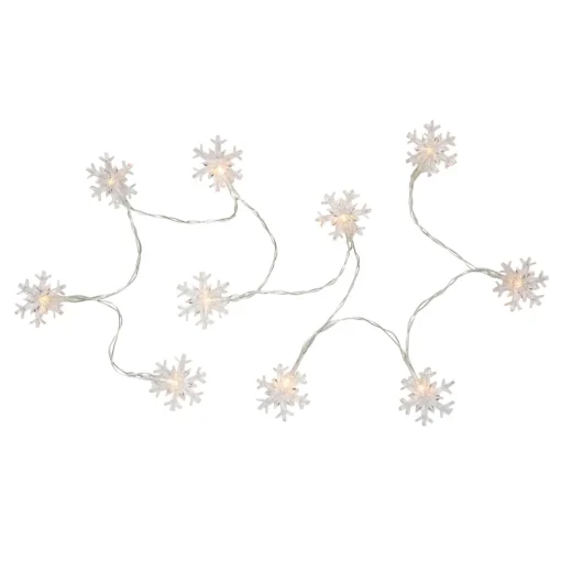 10-Count LED Snowflake Christmas Fairy Lights, 4.25ft, Copper Wire