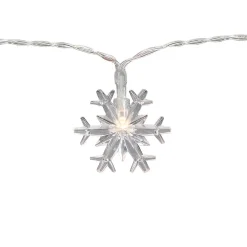 10-Count LED Snowflake Christmas Fairy Lights, 4.25ft, Copper Wire