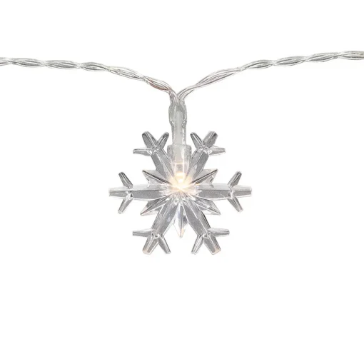 10-Count LED Snowflake Christmas Fairy Lights, 4.25ft, Copper Wire
