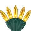 100-Count O[aque Gold Mini Christmas Lights - 28.75' Green Wire