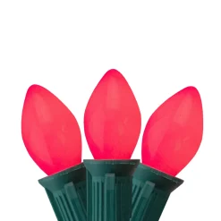 25-Count Opaque Pink C7 Christmas Lights Set, 24ft Green Wire