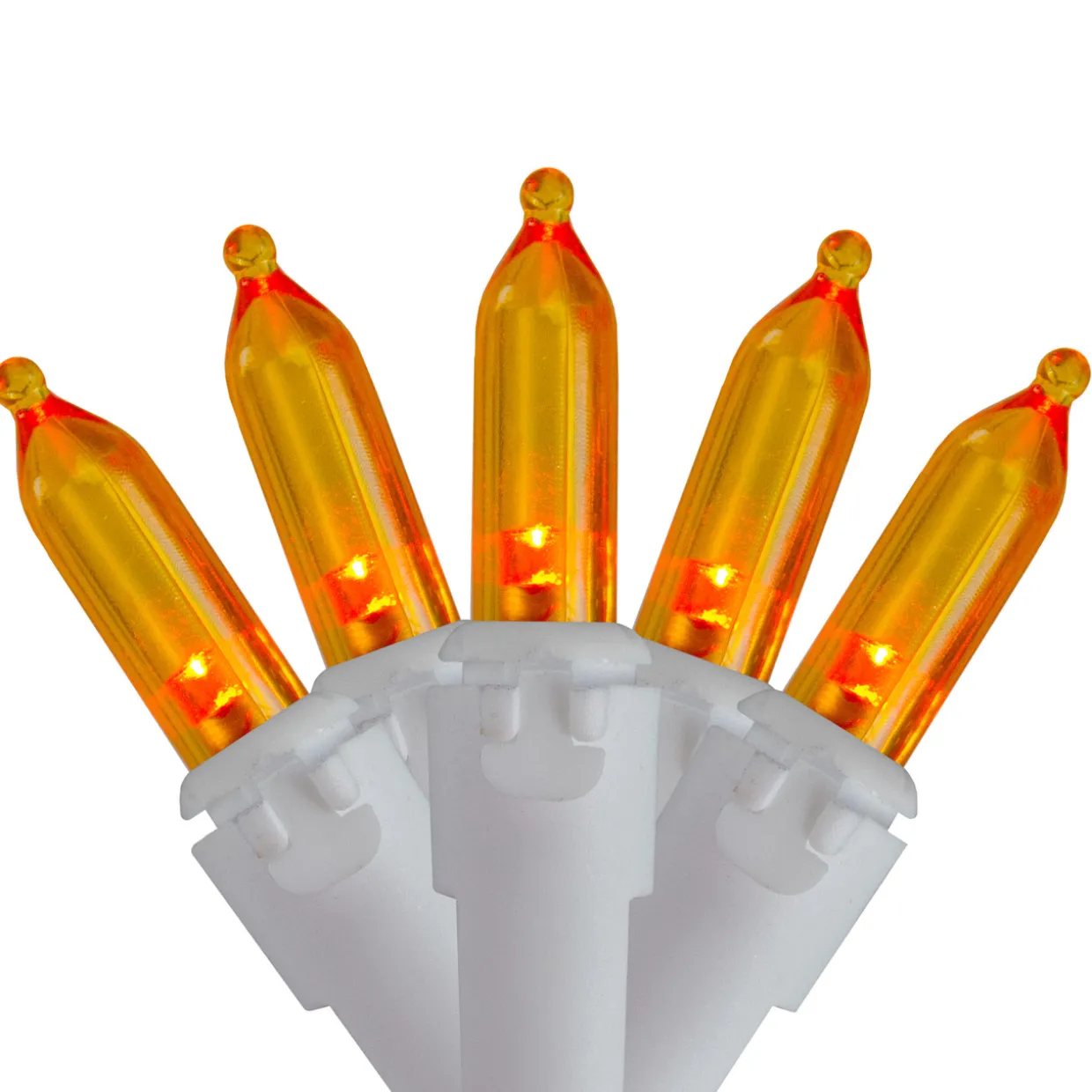 100-Count Orange LED Mini Christmas Lights 4" Spacing - White Wire