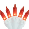 100-Count Orange Mini Christmas Lights Set, 20.25ft White Wire