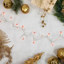 100-Count Orange Mini Christmas Lights Set, 20.25ft White Wire