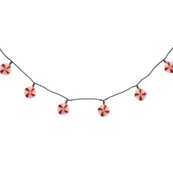 10-Count Peppermint Candies Christmas Lights - 6ft Green Wire