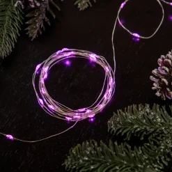 100-Count Pink LED Micro Fairy Christmas Lights, 16ft Copper Wire