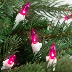 35-Count Pink Mini Christmas Light Set, 7ft White Wire