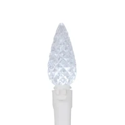70-Count Pure White LED Faceted C6 Christmas Lights, 23 ft White Wire
