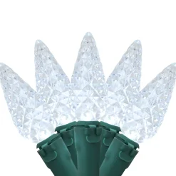 200-Count Pure White LED Faceted C6 Christmas Lights, 66.25 ft Green Wire