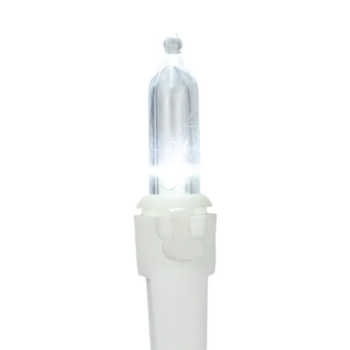 50-Count Pure White LED Mini Christmas Lights, 16.25 ft White Wire