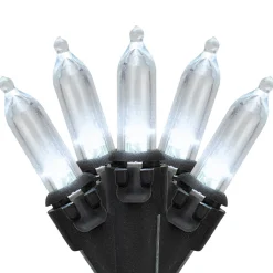 100-Count Pure White LED Mini Christmas Lights, 33 ft, Black Wire