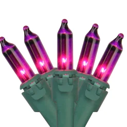 100-Count Purple Mini Christmas Light - 20.25ft Green Wire