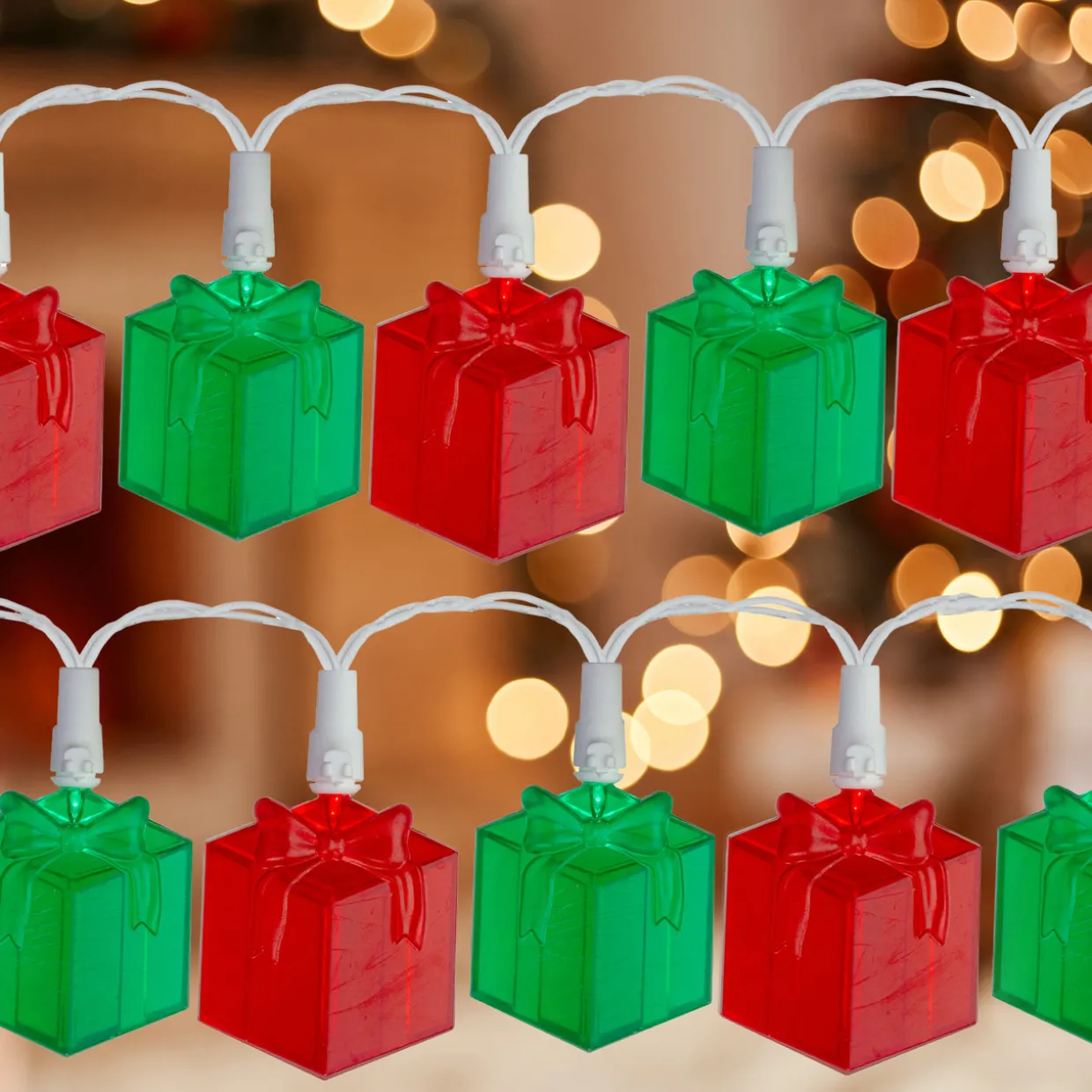 20-Count Red and Green LED Novelty Christmas Lights 9.5ft White Wire