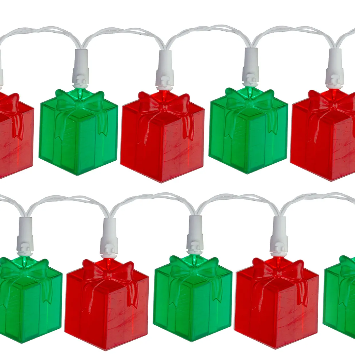 20-Count Red and Green LED Novelty Christmas Lights 9.5ft White Wire
