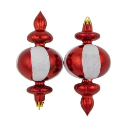 8-Count Red and White Shatterproof Finial Christmas Ornaments, 6