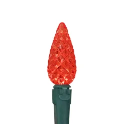 70-Count Red LED Faceted C6 Christmas Light Set, 23ft Green Wire
