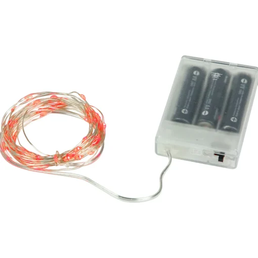 50-Count Red LED Micro Fairy Christmas Lights - 16ft, Copper Wire