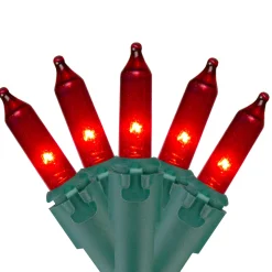 50-Count Red Mini Christmas Light Set, 10ft Green Wire