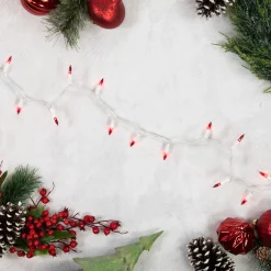 35-Count Red Mini Christmas Light Set, 7ft White Wire