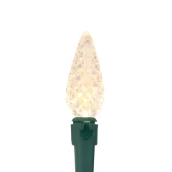 200-Count Warm White LED Faceted C6 Christmas Lights, 66.25 ft Green Wire