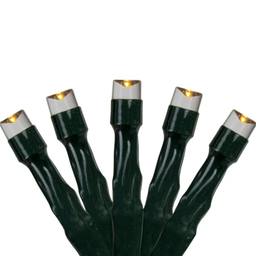50-Count Warm White LED Micro Wide Angle Christmas Lights, 32ft Green Wire