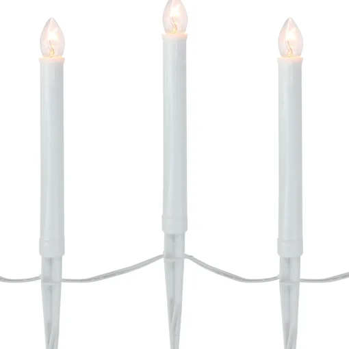 10-Count White C7 Candle Pathway Markers Christmas Lights, White Wire
