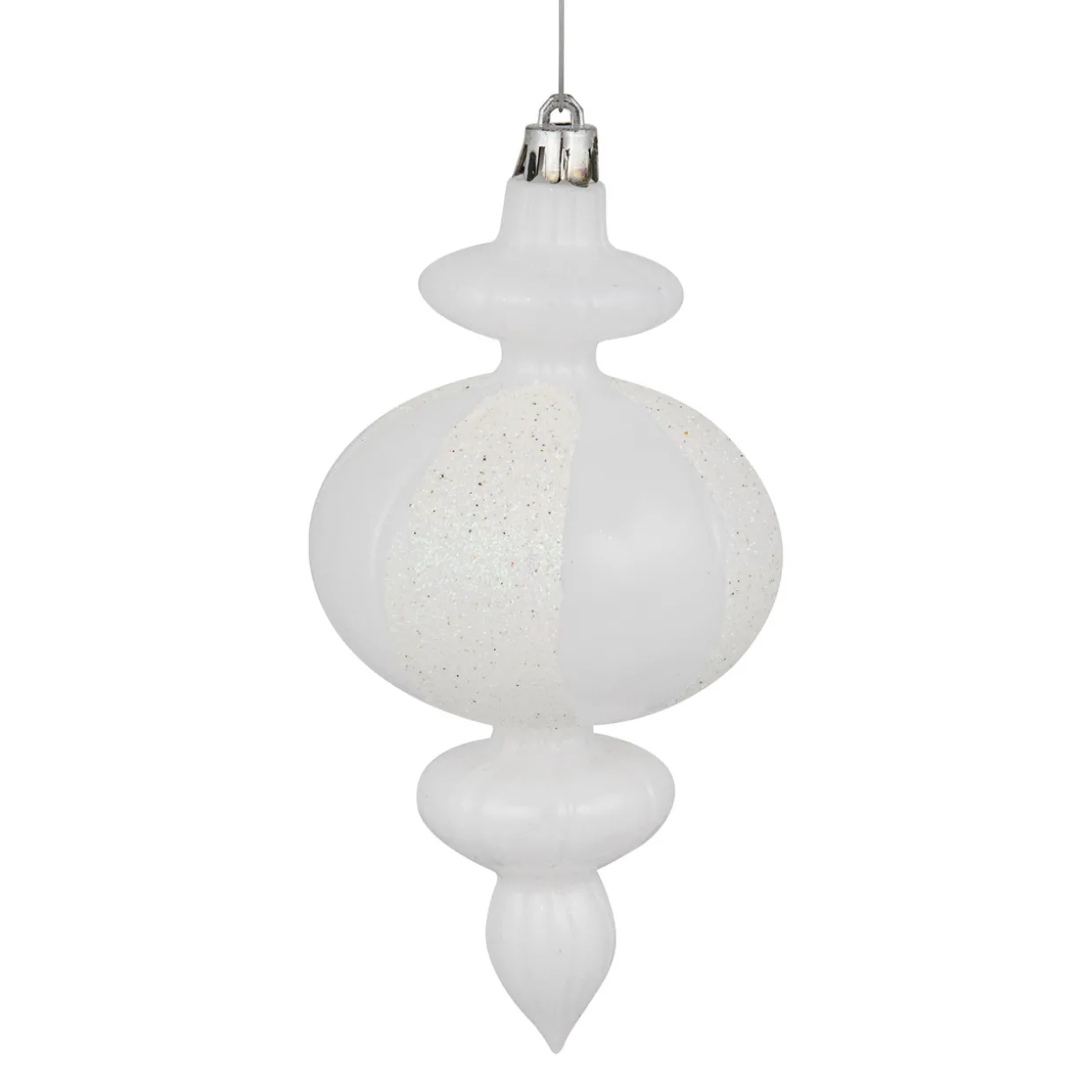 8-Count White Shatterproof Finial Christmas Ornaments, 6"