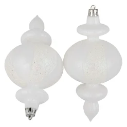 8-Count White Shatterproof Finial Christmas Ornaments, 6