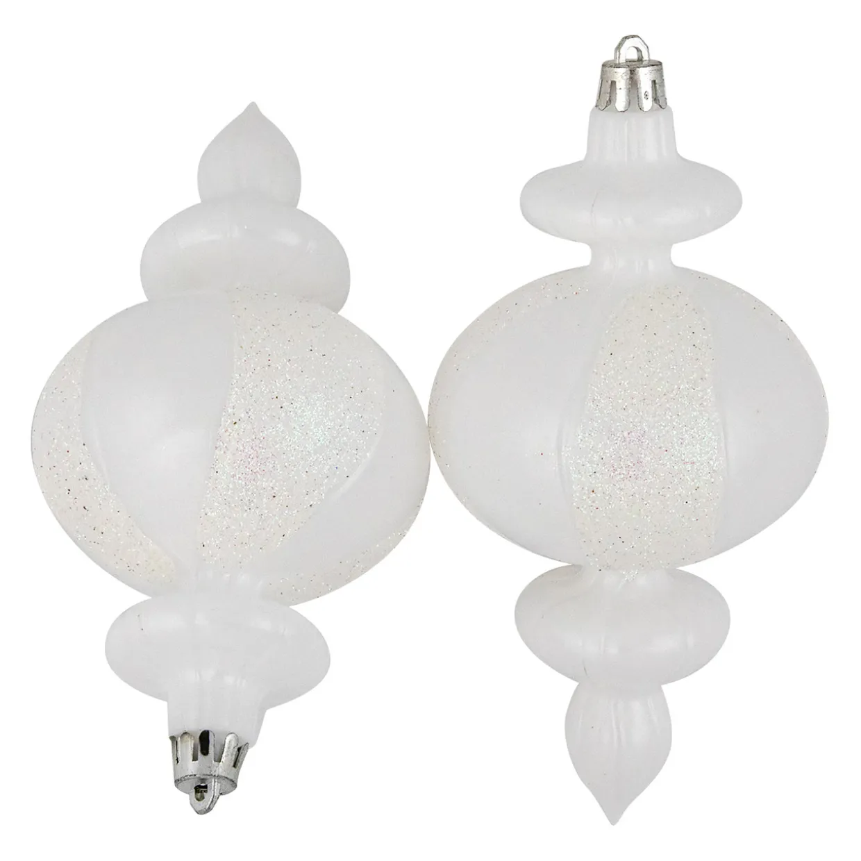 8-Count White Shatterproof Finial Christmas Ornaments, 6"