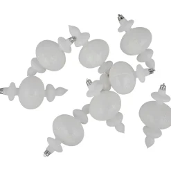 8-Count White Shatterproof Finial Christmas Ornaments, 6