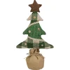 Country Buffalo Plaid Christmas Tree with Burlap Base - 17.5" - Tan and Green