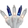 100ct Blue and Clear Mini Icicle Christmas Lights, 5.75ft White Wire