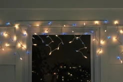 100ct Blue and Clear Mini Icicle Christmas Lights, 5.75ft White Wire