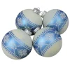 4ct Blue and White Nordic Fair Isle Glass Ball Christmas Ornaments 4-Inch