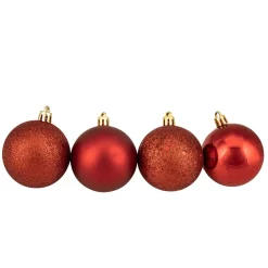 24ct Candy Cane Red and White Shatterproof 4-Finish Christmas Ball Ornaments 2.5