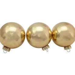 6ct Champagne Gold 2-Finish Glass Ball Christmas Ornament Set 3.25