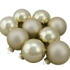 9ct Champagne Gold 2-Finish Glass Christmas Ball Ornaments 2.5" (65mm)