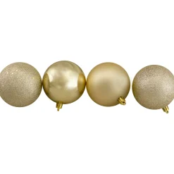 32ct Champagne Gold Shatterproof 4-Finish Christmas Ball Ornaments 3.25