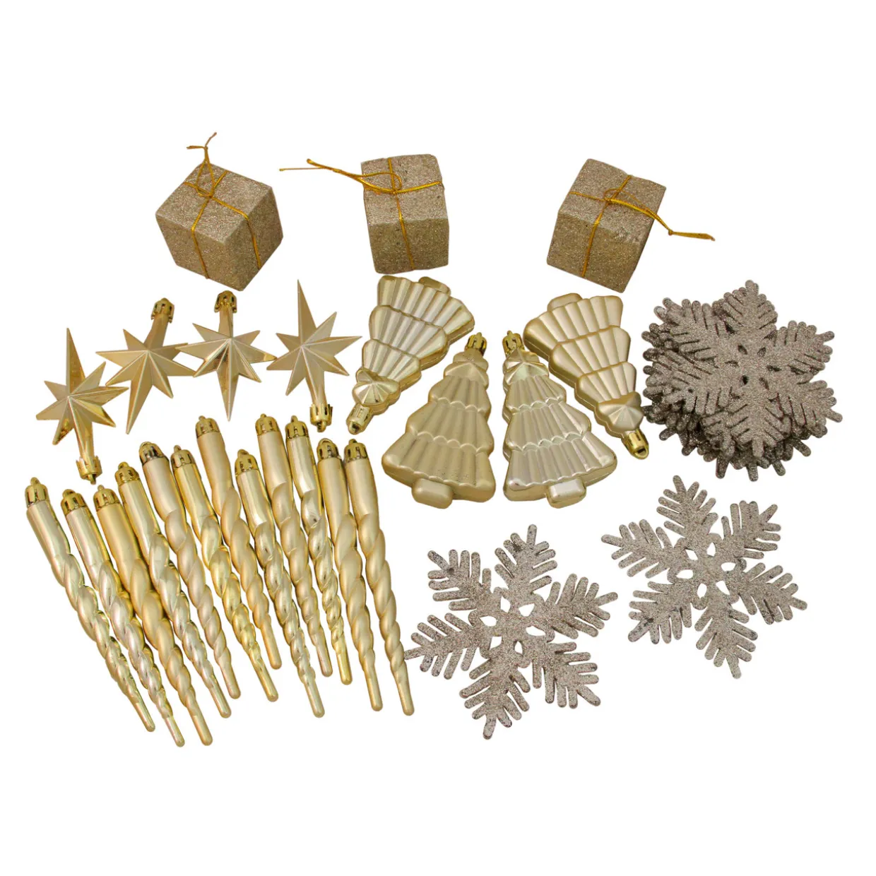 125ct Champagne Gold Shatterproof 4-Finish Christmas Ornaments 5.5" (140mm)