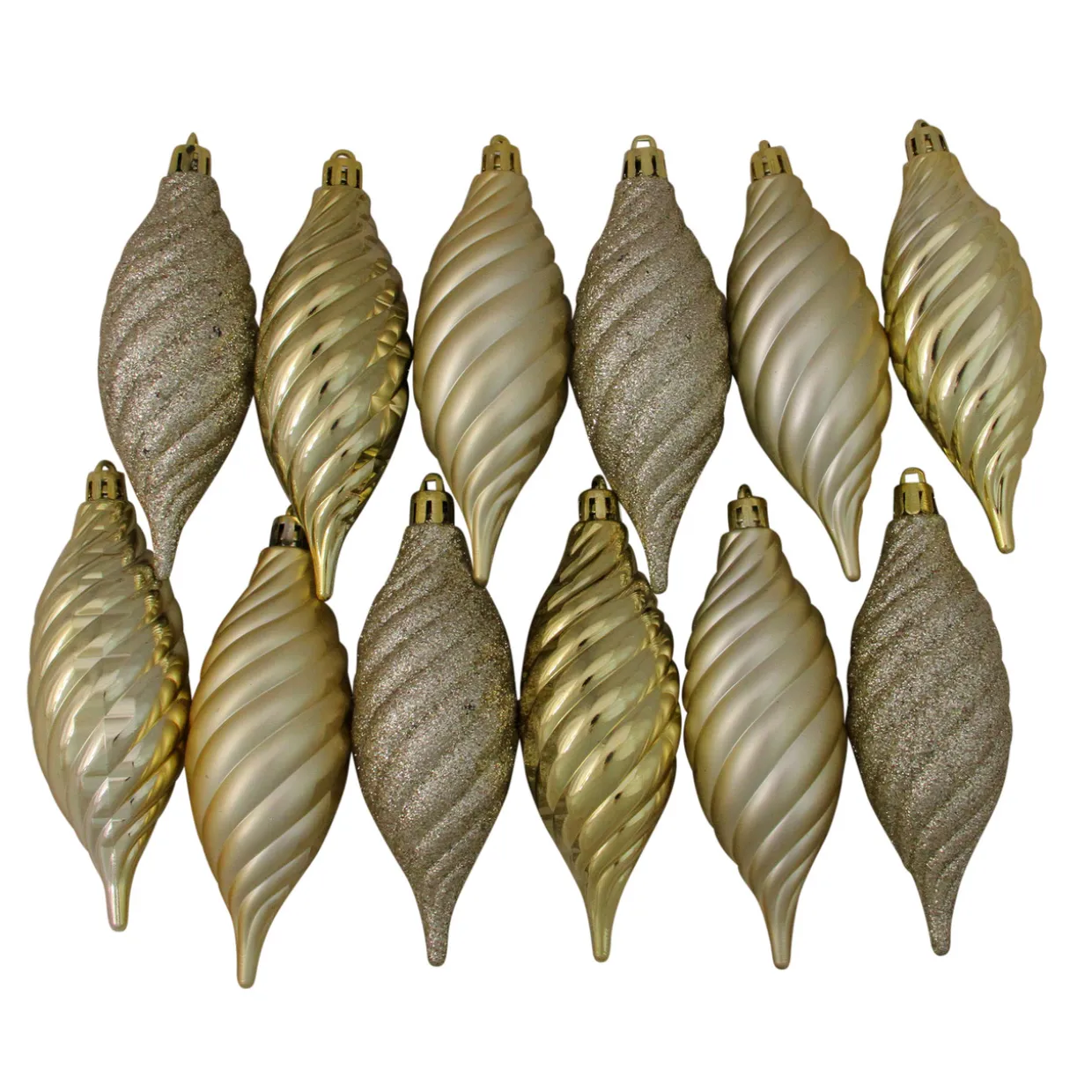 125ct Champagne Gold Shatterproof 4-Finish Christmas Ornaments 5.5" (140mm)