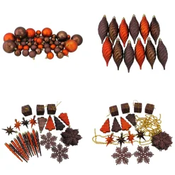 125ct Chocolate Brown and Burnt Orange Shatterproof 4-Finish Christmas Ornaments 5.5" (140mm)