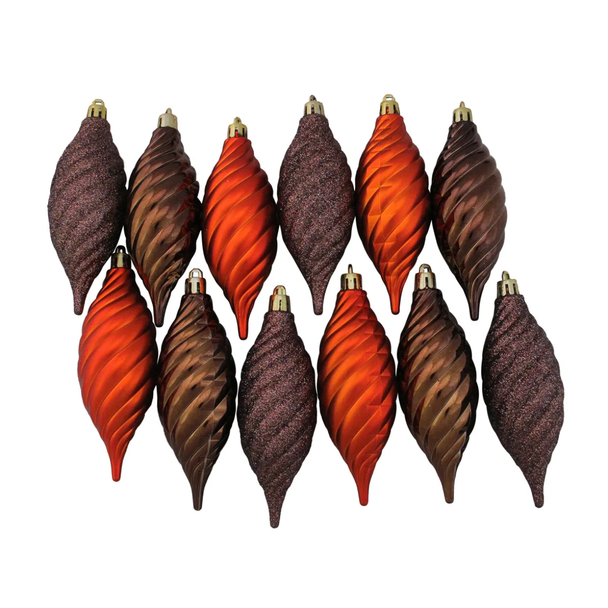 125ct Chocolate Brown and Burnt Orange Shatterproof 4-Finish Christmas Ornaments 5.5" (140mm)