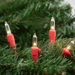 100ct Clear Mini Christmas Light Set - 20.25' Red Wire