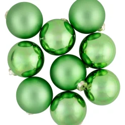 9ct Grass Green Finish Glass Christmas Ball Ornaments 2.5